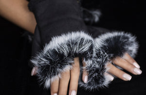 Fingerless Rabbit Gloves - Black