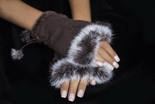Load image into Gallery viewer, Fingerless Rabbit Gloves Brown
