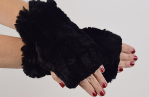 Chinchilla Rex Fur Fingerless Gloves