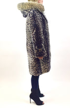 Load image into Gallery viewer, Leopard Dyed Mouton Lamb & Fox Fur Coat