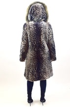 Load image into Gallery viewer, Leopard Dyed Mouton Lamb & Fox Fur Coat