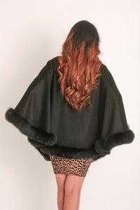 Cashmere & Genuine Fox Fur Cape  (Italian Design)