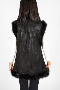 Shearling & Leather Vest (Black)