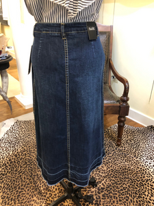 High Waisted A-Line Button Down Denim Skirt by Nanette Lepore
