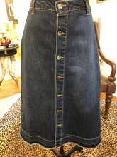 Load image into Gallery viewer, High Waisted A-Line Button Down Denim Skirt by Nanette Lepore
