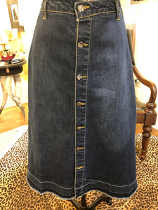 High Waisted A-Line Button Down Denim Skirt by Nanette Lepore
