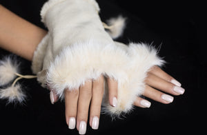 Fingerless Rabbit Gloves - White