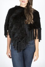 Load image into Gallery viewer, Mink Poncho with Hood and Fringe ( Handmade)
