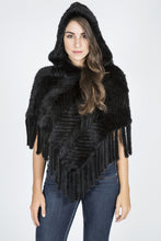 Load image into Gallery viewer, Mink Poncho with Hood and Fringe ( Handmade)
