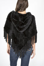 Load image into Gallery viewer, Mink Poncho with Hood and Fringe ( Handmade)
