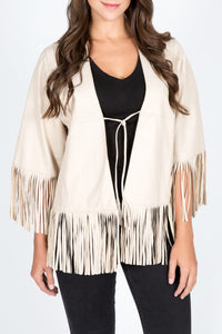 Lamb Leather Fringe Jacket/Cape