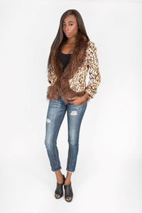 Toscano Lamb Fur and Raccoon Fur Jacket (Leopard Dyed)