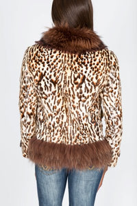 Toscano Lamb Fur and Raccoon Fur Jacket (Leopard Dyed)