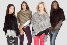 Load image into Gallery viewer, Knitted Rabbit Fur Poncho
