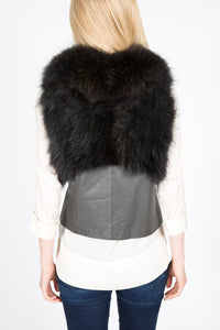 Raccoon Fur & Leather Vest (Black-Dyed)