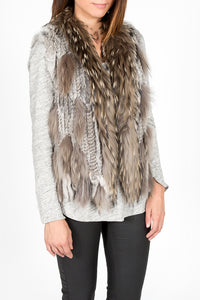 Rabbit & Raccoon Fur Knitted Vest with Fringe