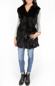 Rabbit fur Vest with Hood