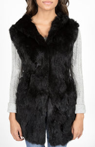 Rabbit fur Vest with Hood