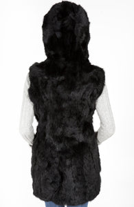 Rabbit fur Vest with Hood