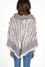 Load image into Gallery viewer, Knitted Rabbit Fur Poncho with Cow Neck
