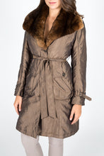 Load image into Gallery viewer, Chinchilla Rex Fur &amp; Taffeta Trench Coat (with removable sheared rabbit lining)
