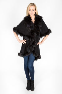 Cashmere & Wool Blend Cape with Finnish Fox Fur