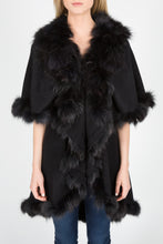 Load image into Gallery viewer, Cashmere &amp; Wool Blend Cape with Finnish Fox Fur
