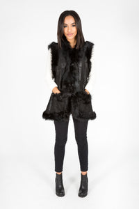 Shearling & Leather Vest (Black)