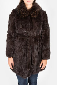 Rabbit & Raccoon Fur Coat (Brown-Dyed)