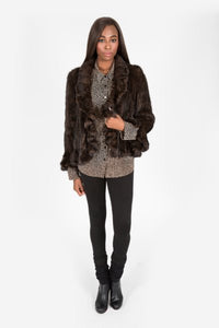 Knitted Genuine Mink Fur Ruffle Jacket