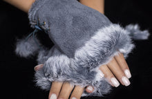 Load image into Gallery viewer, Fingerless Rabbit Gloves - Gray
