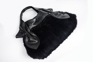 Knitted Mink & Leather Handbag