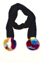 Load image into Gallery viewer, Lara Knit Scarf with Real Fox Fur Pom-Poms
