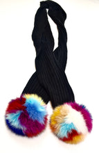 Load image into Gallery viewer, Lara Knit Scarf with Real Fox Fur Pom-Poms
