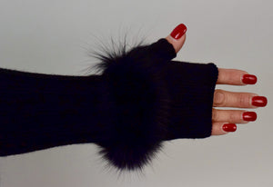 Fingerless Knit & Fox Fur Gloves