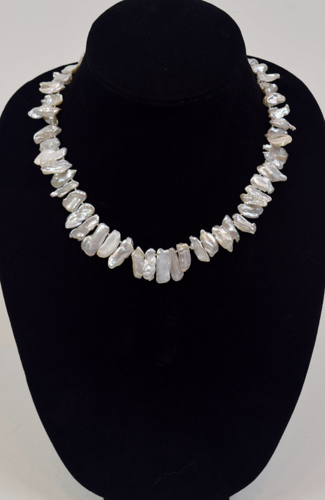 Natural White Biwa Pearl Necklace