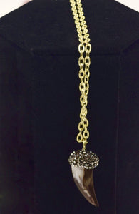 Shell Horn & Pyrite Crystal Necklace
