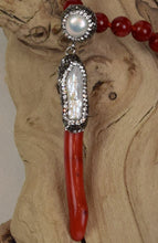 Load image into Gallery viewer, Coral + Biwa Pearl Necklace
