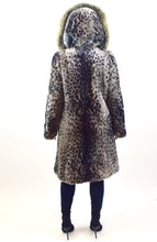 Load image into Gallery viewer, Leopard Dyed Mouton Lamb &amp; Fox Fur Coat
