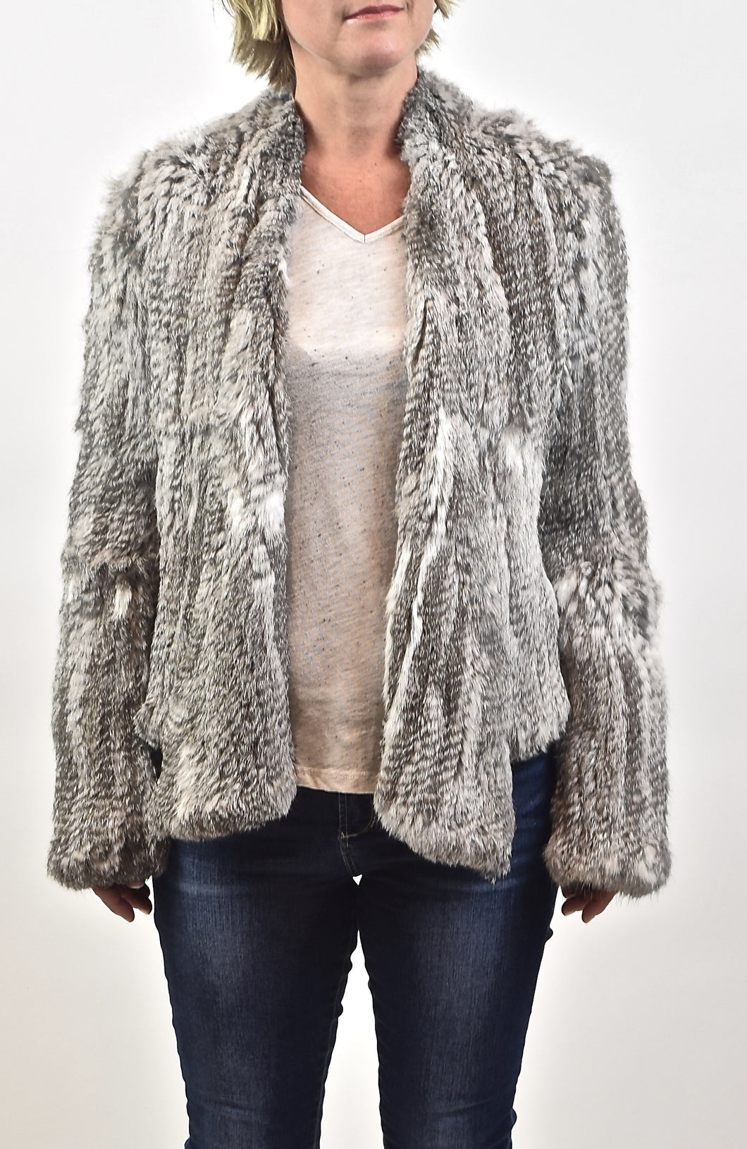 Knitted Rabbit Fur Jacket