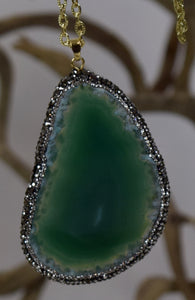 Green Onyx Slice Necklace