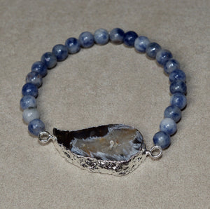 Agate Druzy & Blue Soladite Stone Bracelet