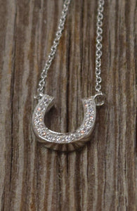 Horseshoe Necklace -925 Sterling Silver & Cubic Zirconia