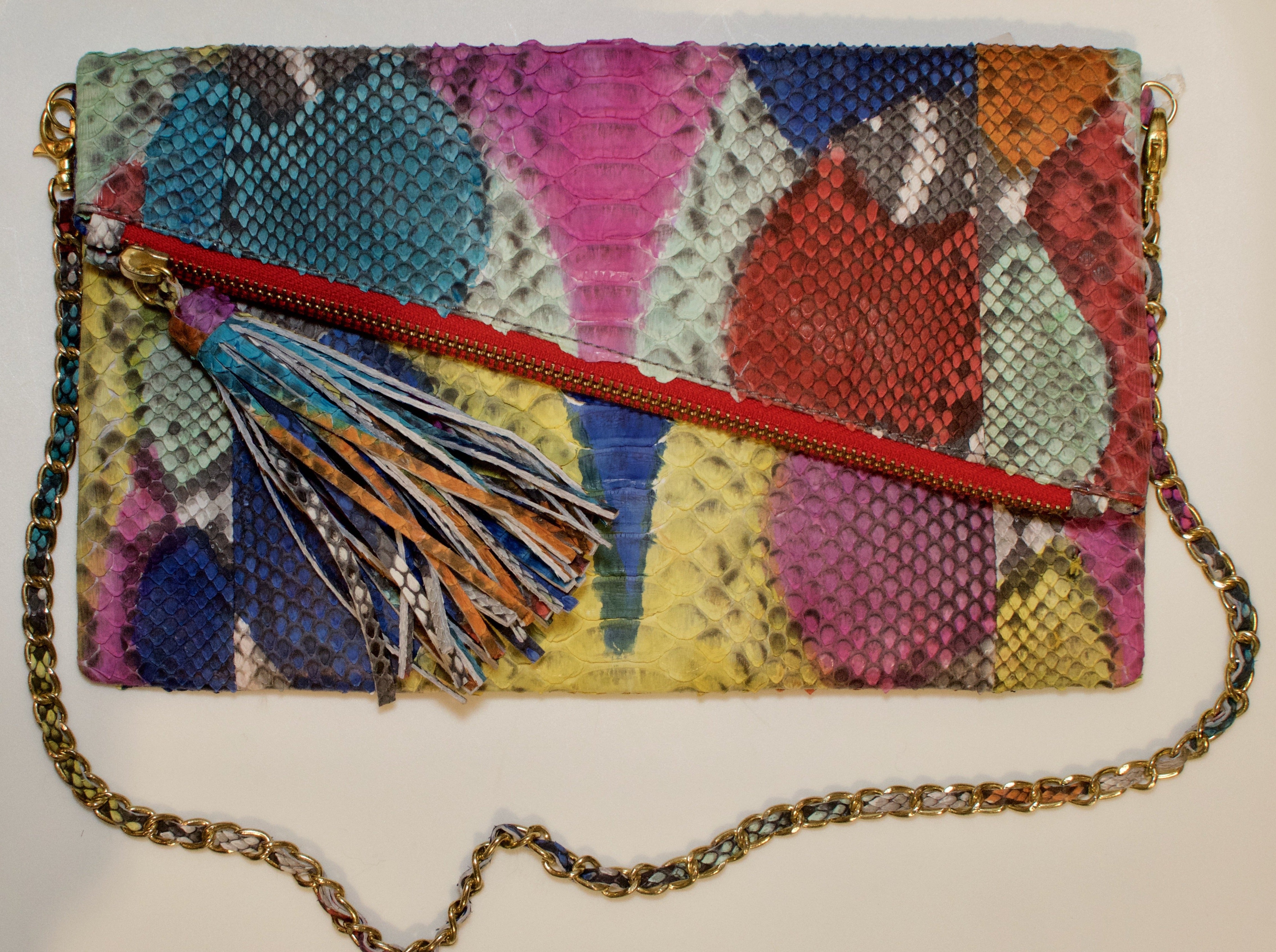 Multicolor snakeskin purse clearance