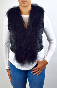 Sheared Rex Rabbit and Mongolian Lamb fur Vest