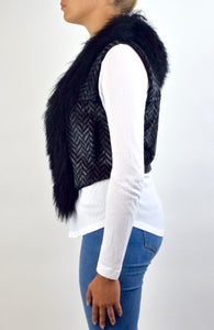 Sheared Rex Rabbit and Mongolian Lamb fur Vest