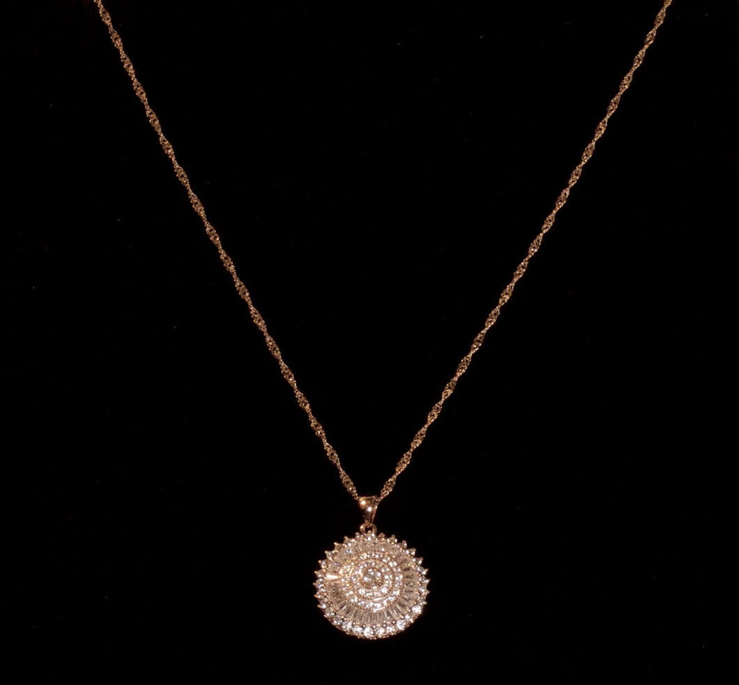 Rose Gold Plated over Sterling Silver Necklace + Cubic Zirconia Pendent