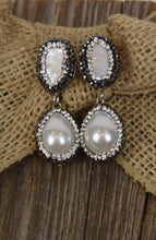 Load image into Gallery viewer, Pearl, Sea Shell &amp; Crystal Earrings (Handmade)
