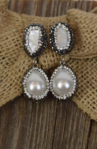 Pearl, Sea Shell & Crystal Earrings (Handmade)