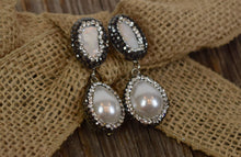 Load image into Gallery viewer, Pearl, Sea Shell &amp; Crystal Earrings (Handmade)
